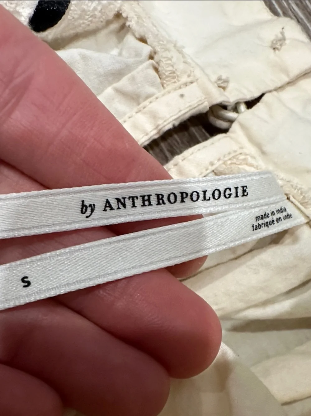 Anthropologie Cream Eyelet Maxi Dress with Black Tie - Picture 2 of 11